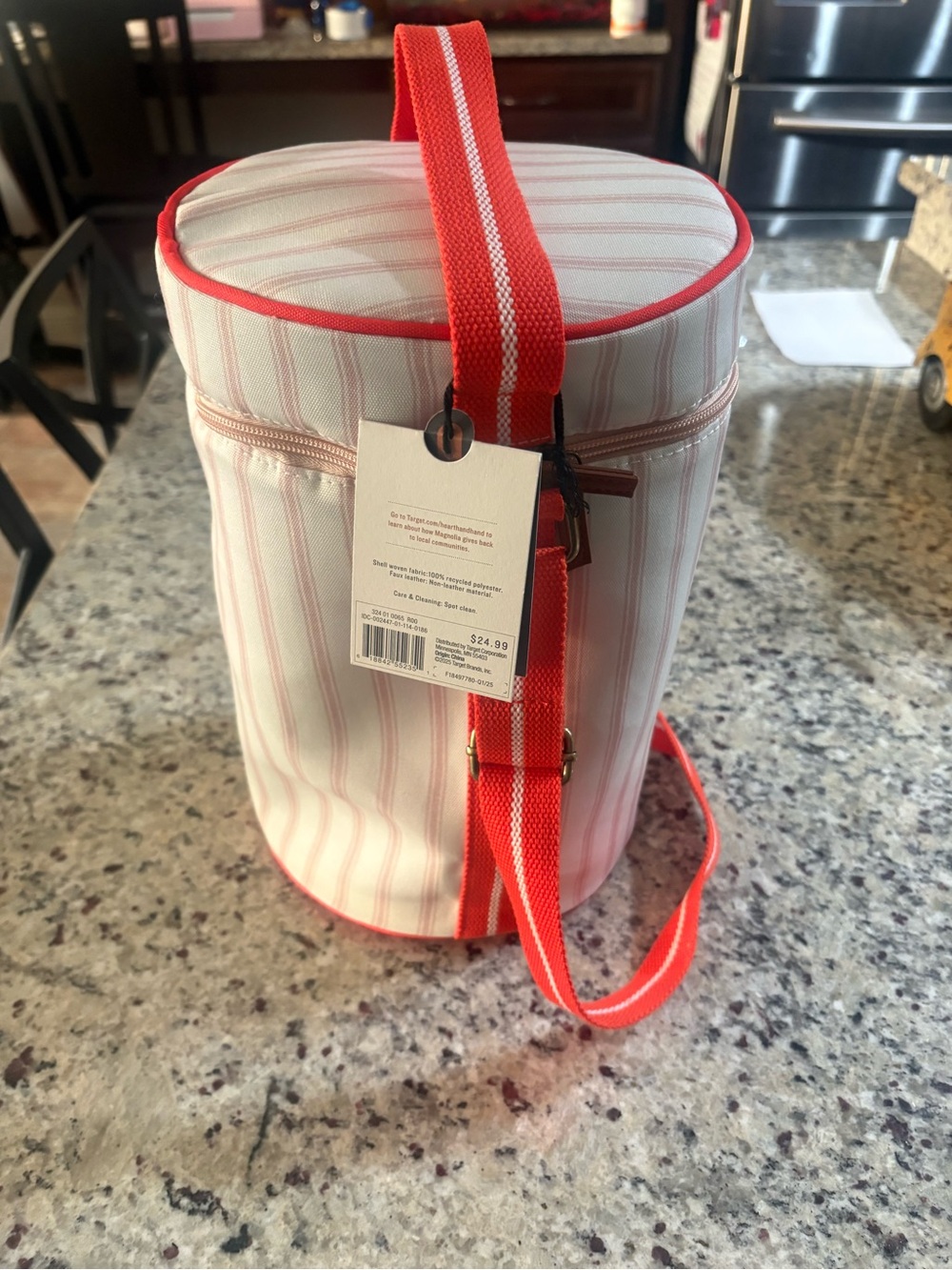 Hearth & Hand with magnolia portable cooler with strap Holds 10 cans NWT